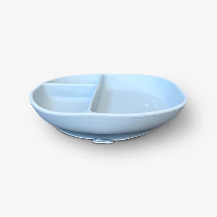 צלחת סיליקון מחולקת תכלת