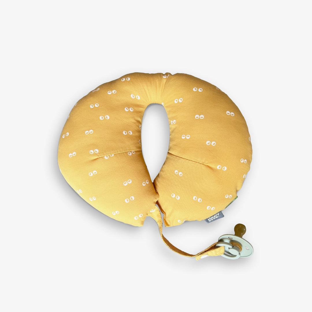 כרית גדולה לצוואר עיניים לבן צהוב