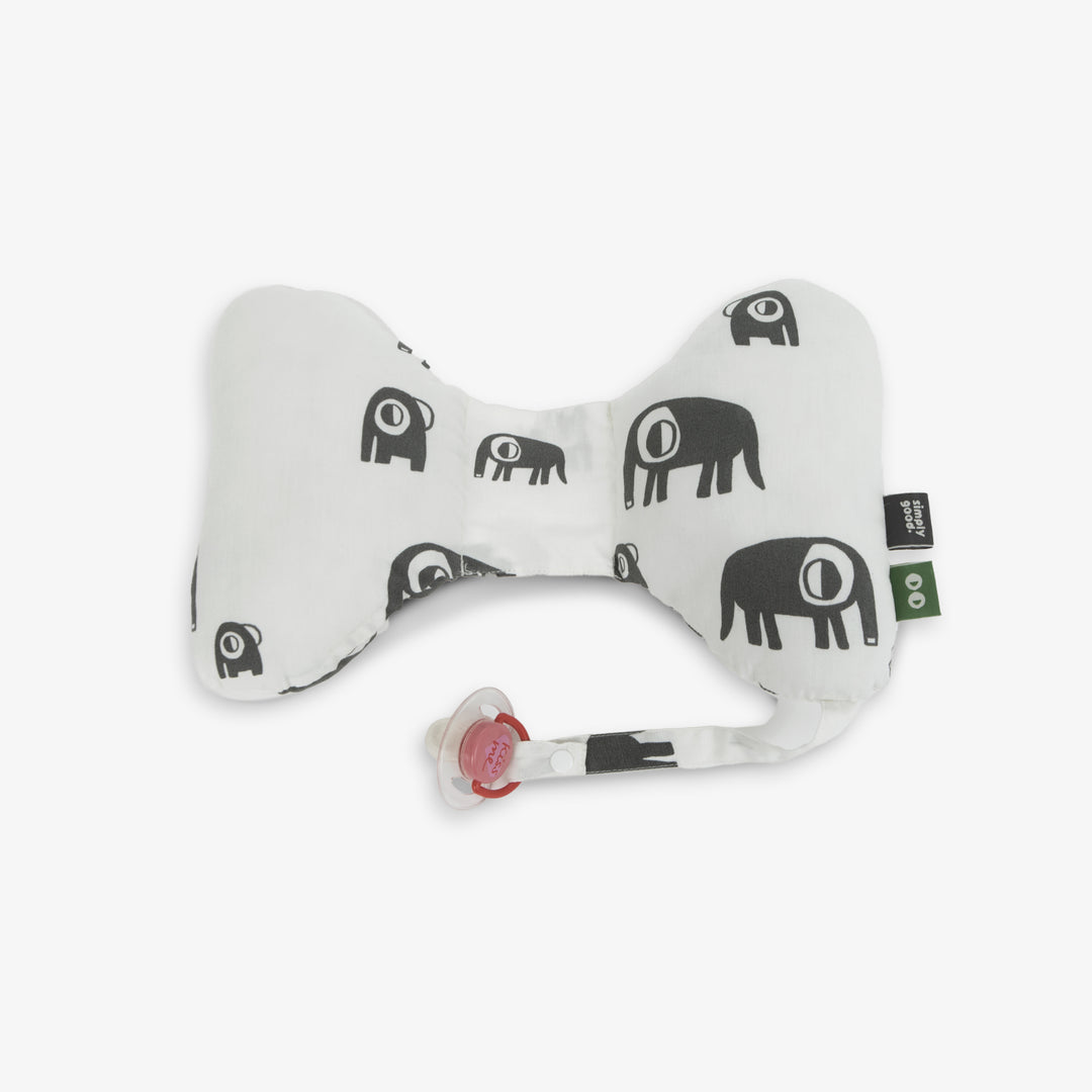 כרית פרפר לצוואר פילים אפור לבן