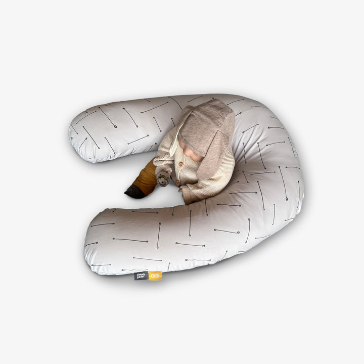 כרית הנקה פסים אפור בז'