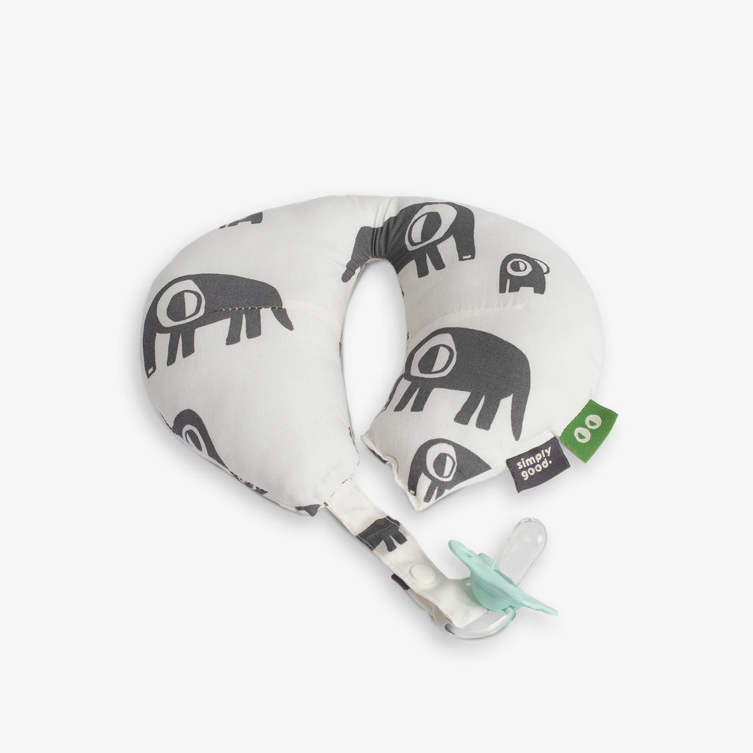 כרית גדולה לצוואר פילים אפור לבן