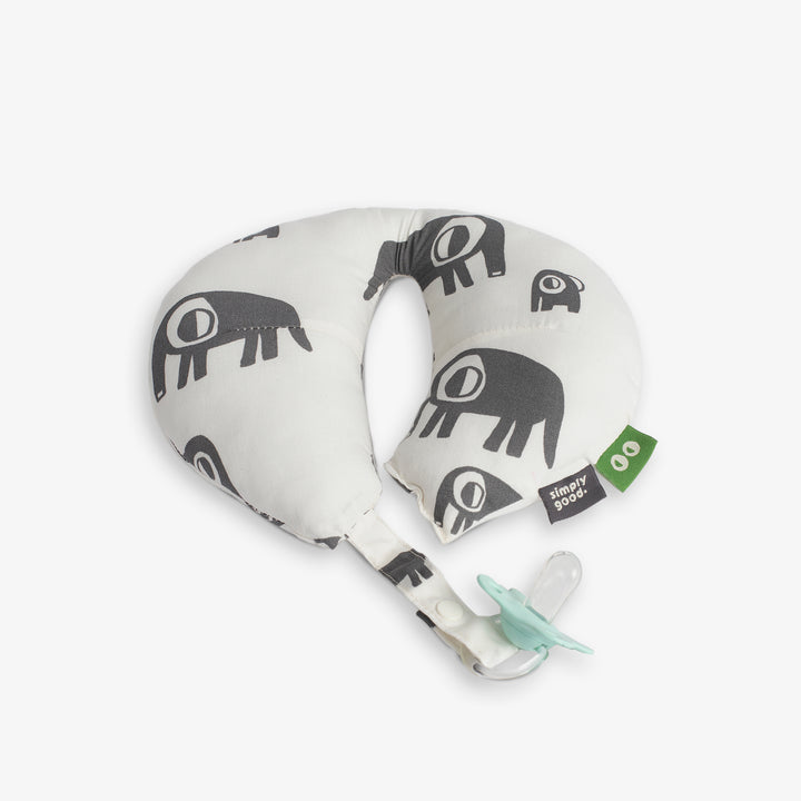 כרית גדולה לצוואר פילים אפור לבן