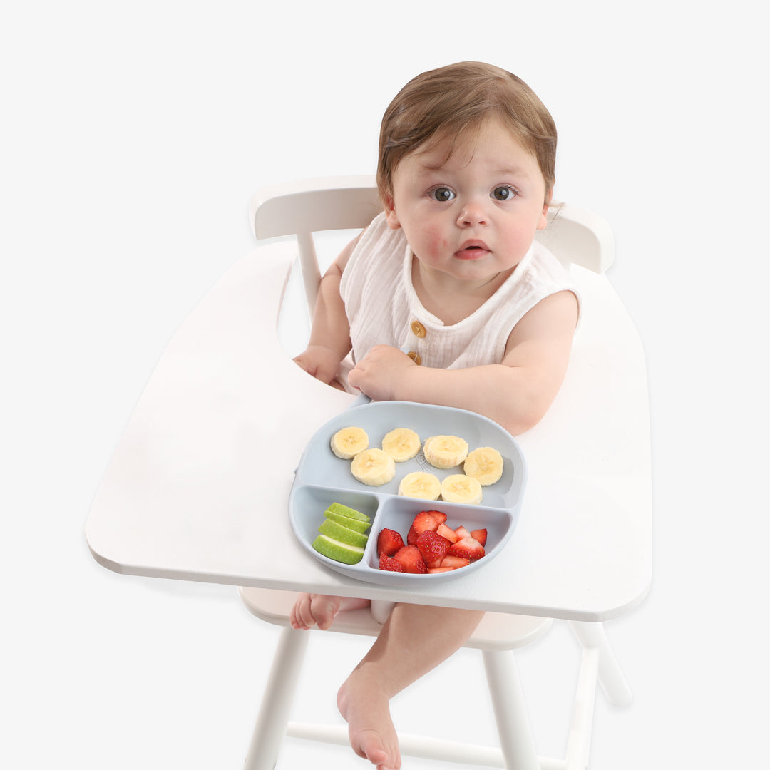 צלחת סיליקון מחולקת תכלת