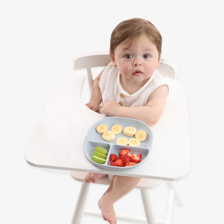 צלחת סיליקון מחולקת תכלת