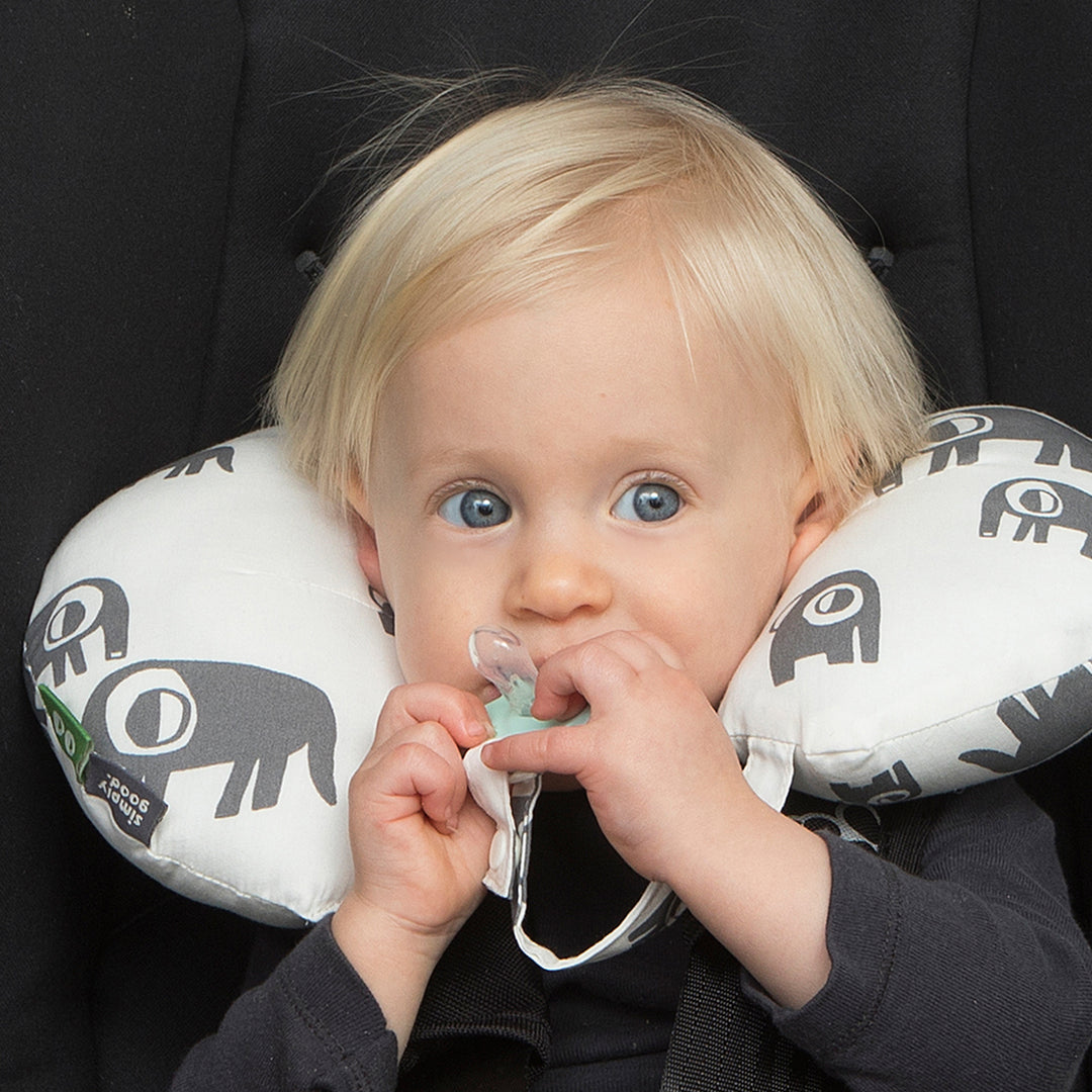 כרית גדולה לצוואר פילים אפור לבן