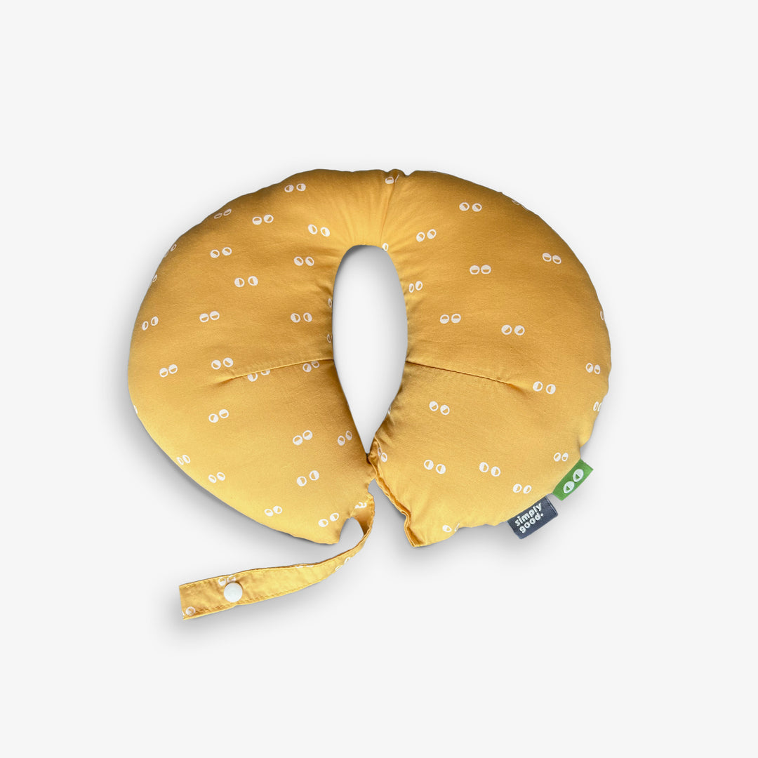 כרית גדולה לצוואר עיניים לבן צהוב