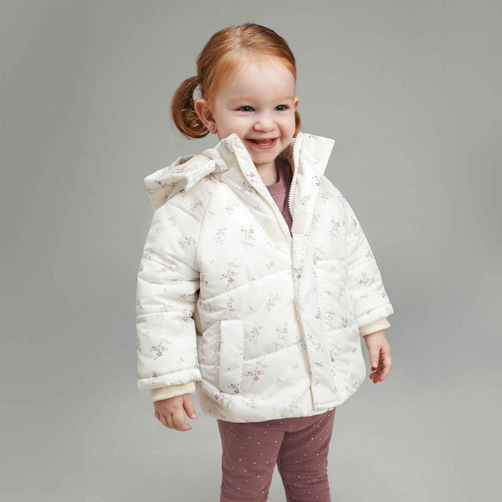 מעיל תינוקות מרופד בהדפס פרחוני