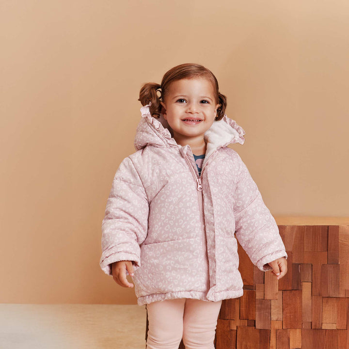 מעיל מרופד צבע ורוד