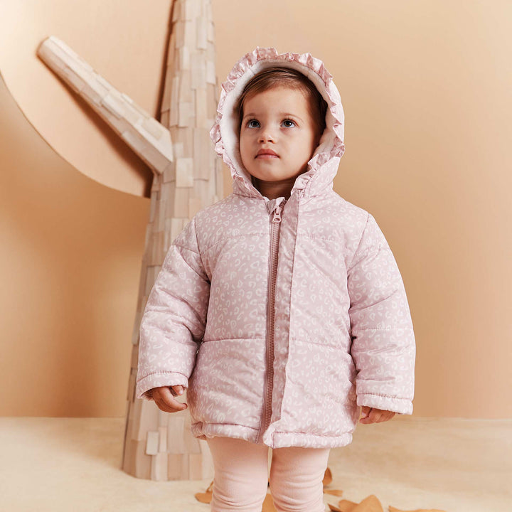 מעיל מרופד צבע ורוד