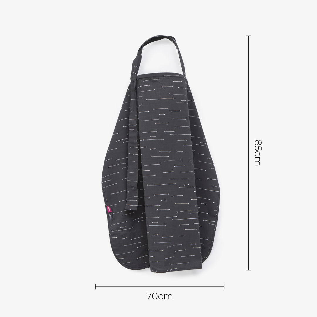 סינר הנקה טרנדי פסים לבן על אפור