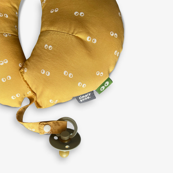 כרית גדולה לצוואר עיניים לבן צהוב