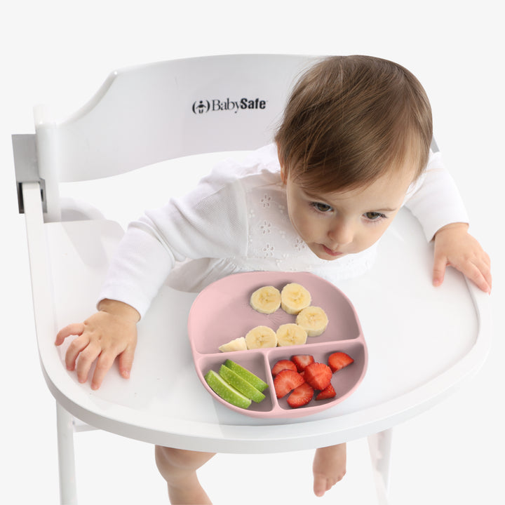 צלחת סיליקון מחולקת ורוד