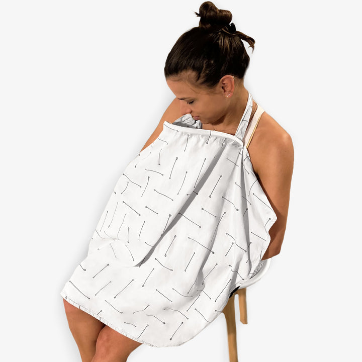 סינר הנקה טרנדי פסים אפור בז'