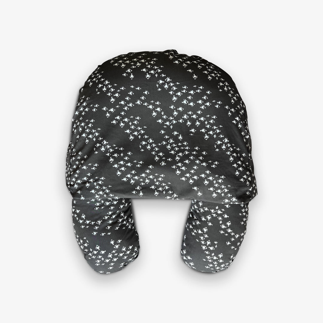 ציפית הפלא לכרית הנקה דגים לבנים על אפור