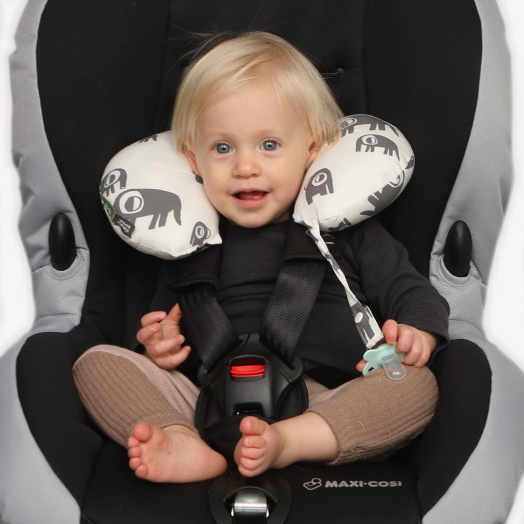 כרית גדולה לצוואר פילים אפור לבן