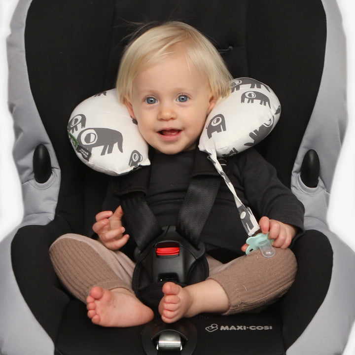 כרית גדולה לצוואר פילים אפור לבן