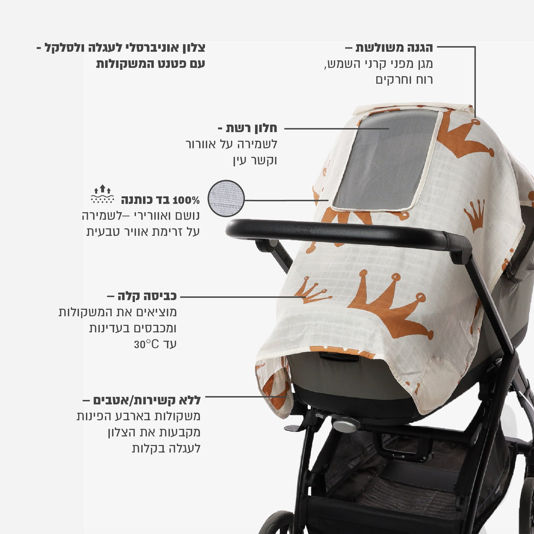 צלון לעגלה כתרים חום