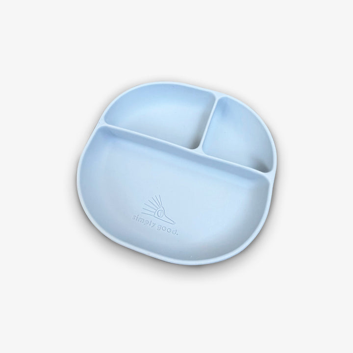 צלחת סיליקון מחולקת תכלת