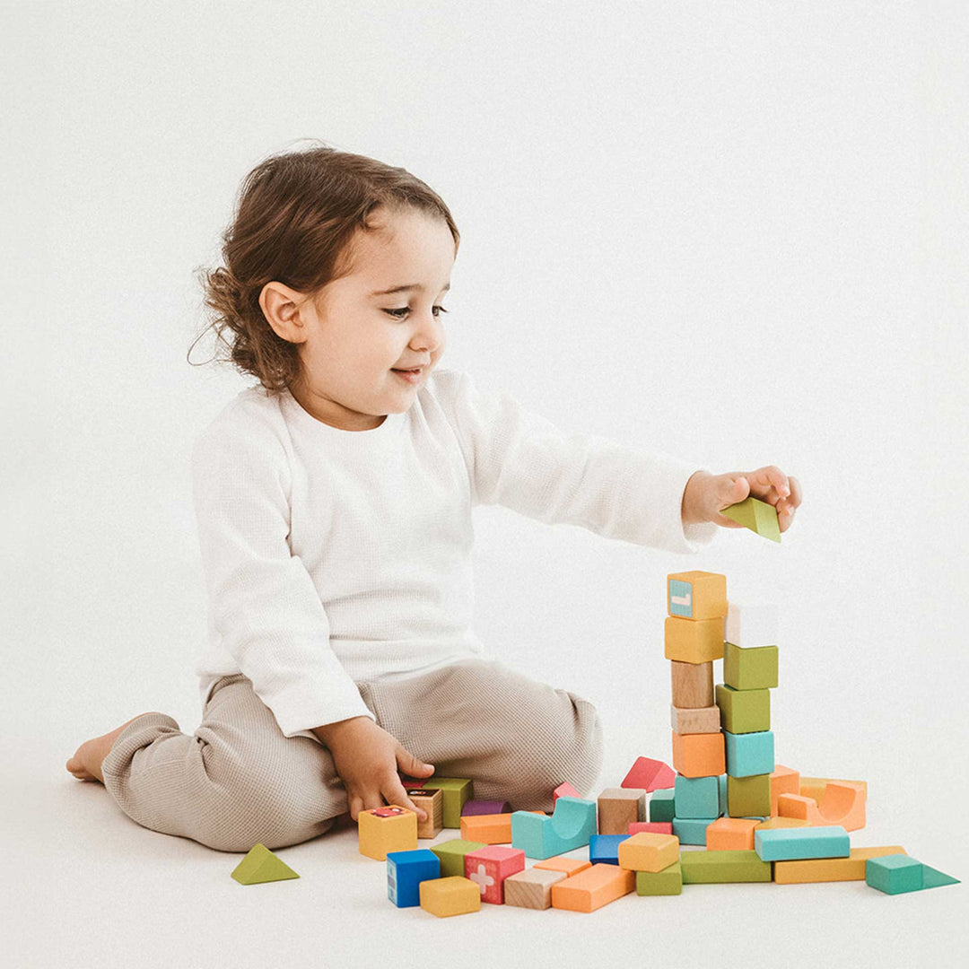 דלי 80 קוביות עץ וגומי