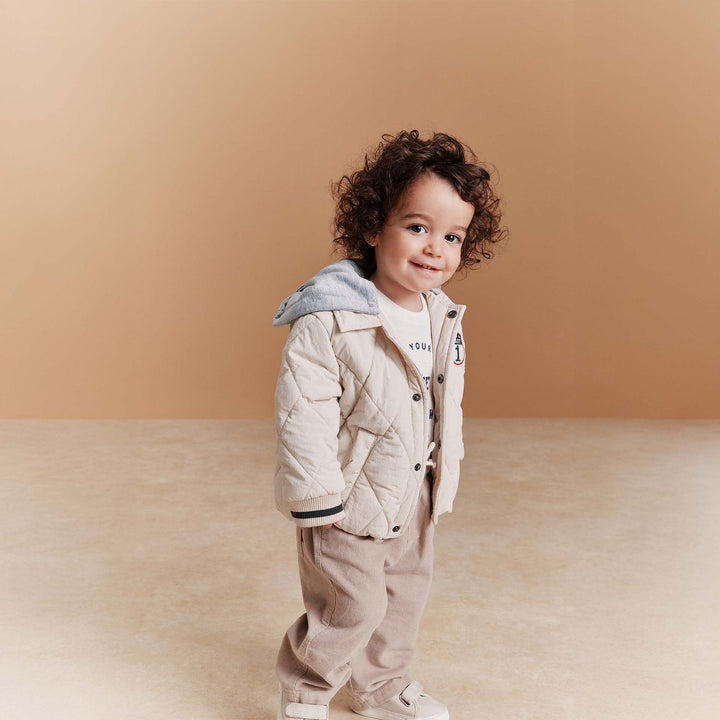 ז'קט קווילט מרופד צבע אבן