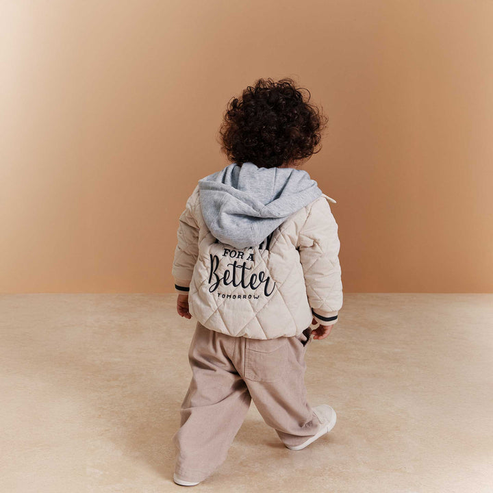 ז'קט קווילט מרופד צבע אבן