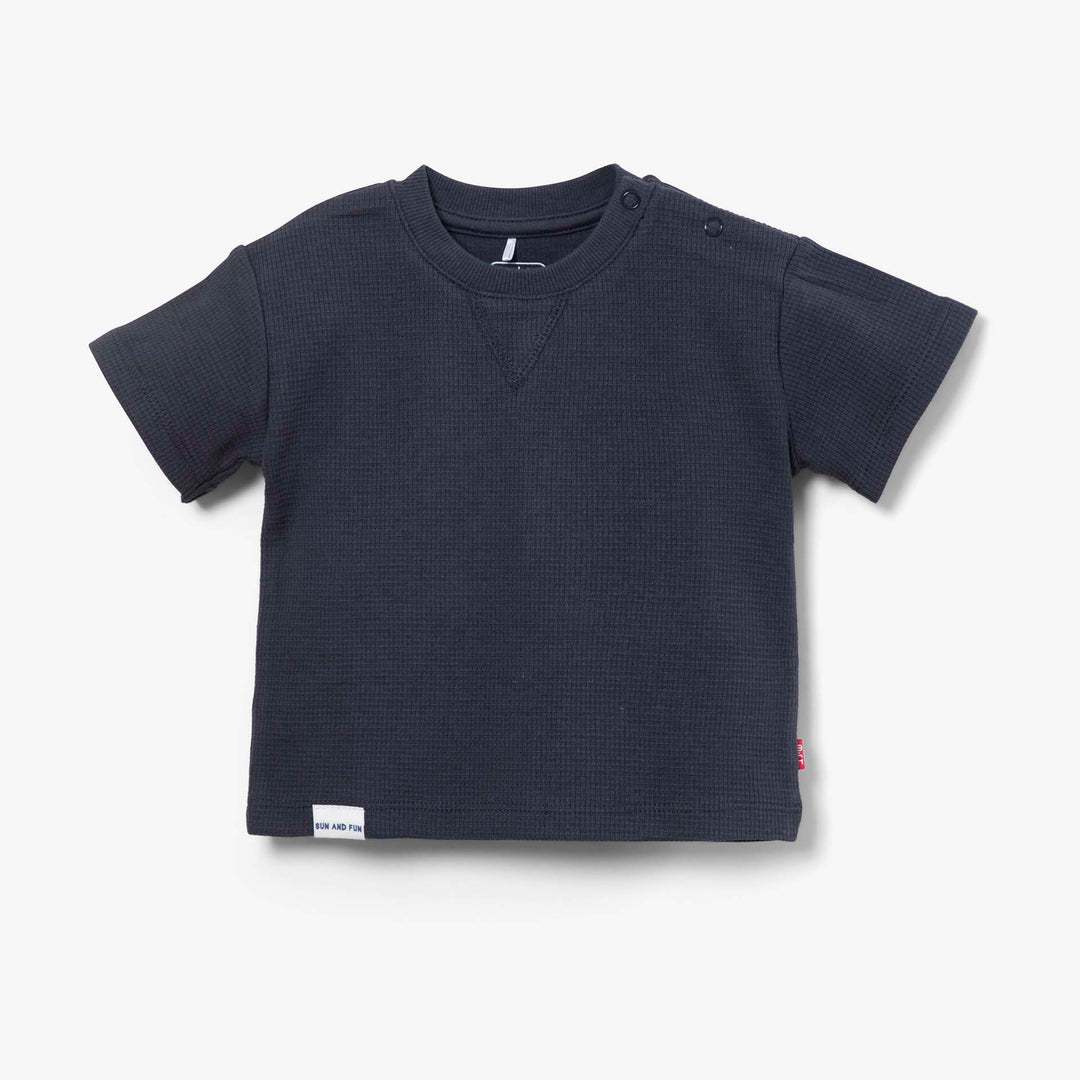 חולצת טישרט וופל כחולה