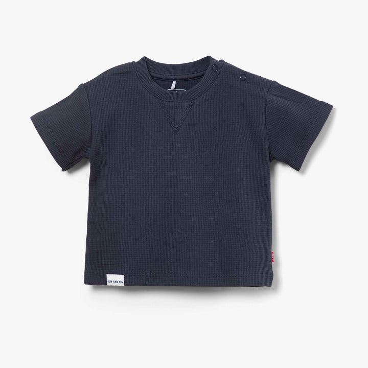 חולצת טישרט וופל כחולה