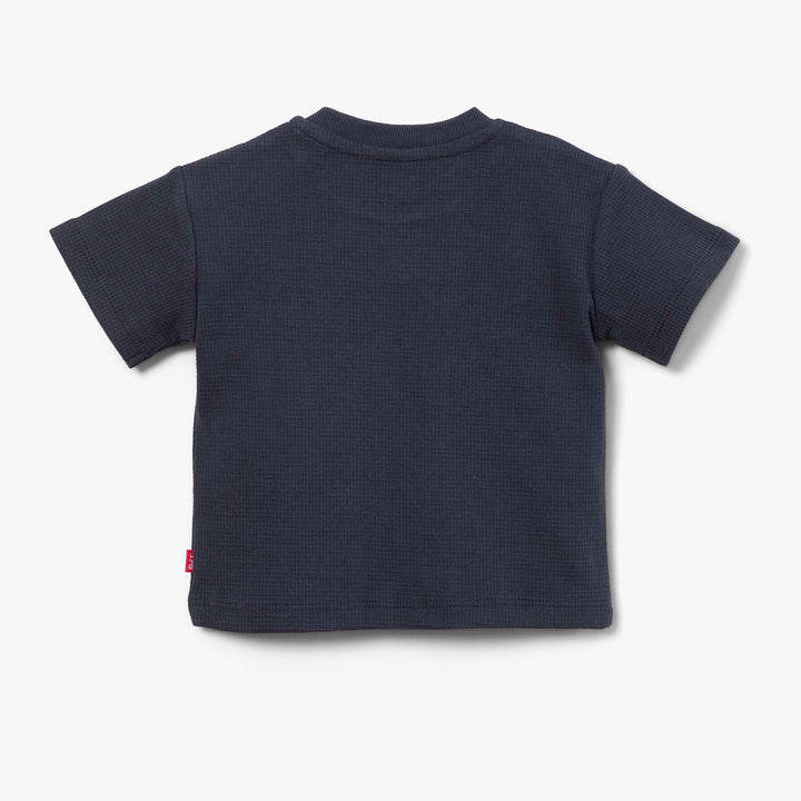 חולצת טישרט וופל כחולה