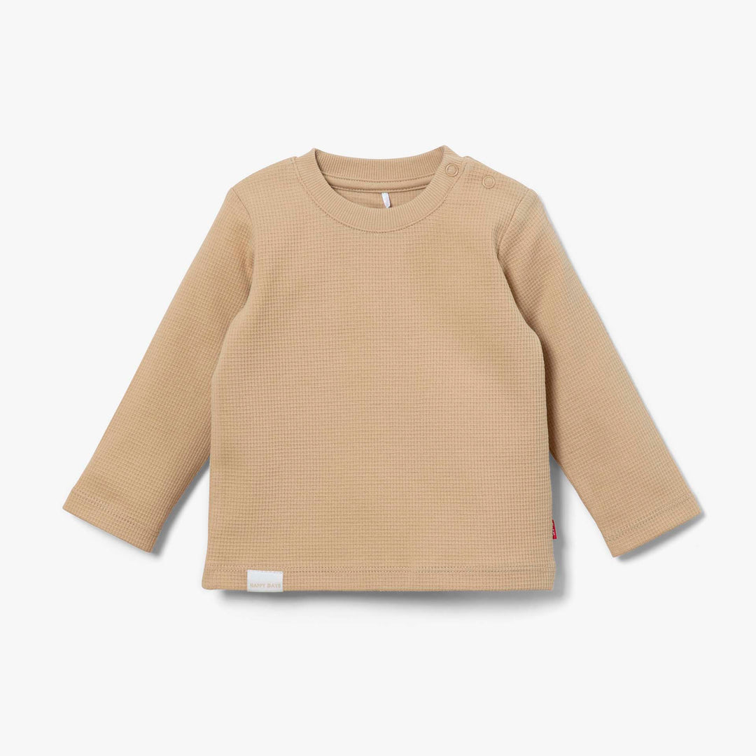 חולצת וופל ארוכה בצבע פקאן