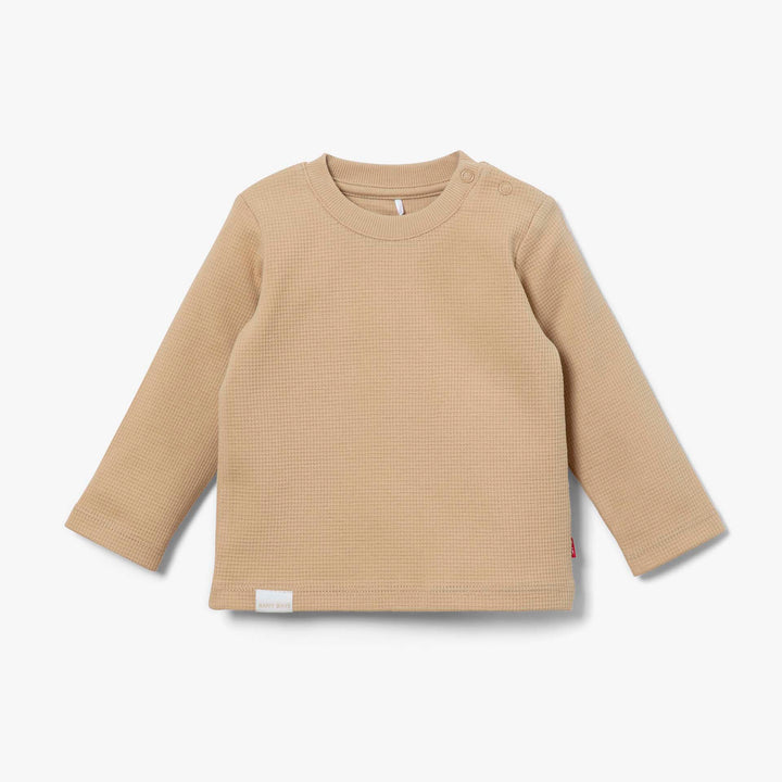 חולצת וופל ארוכה בצבע פקאן