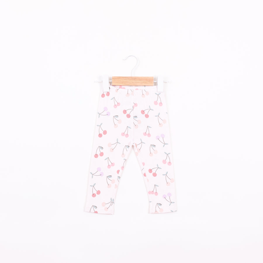 טייץ בגוון ורוד בהיר בהדפס דובדבנים