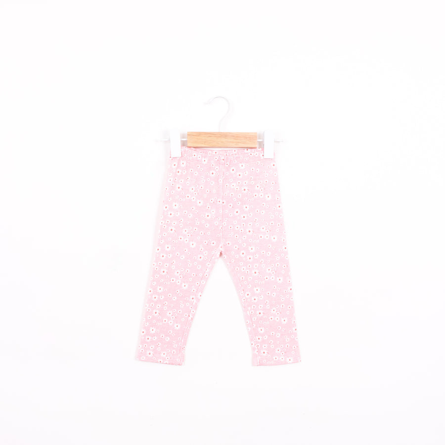 טייץ ורוד בהדפס פרחים לבנים