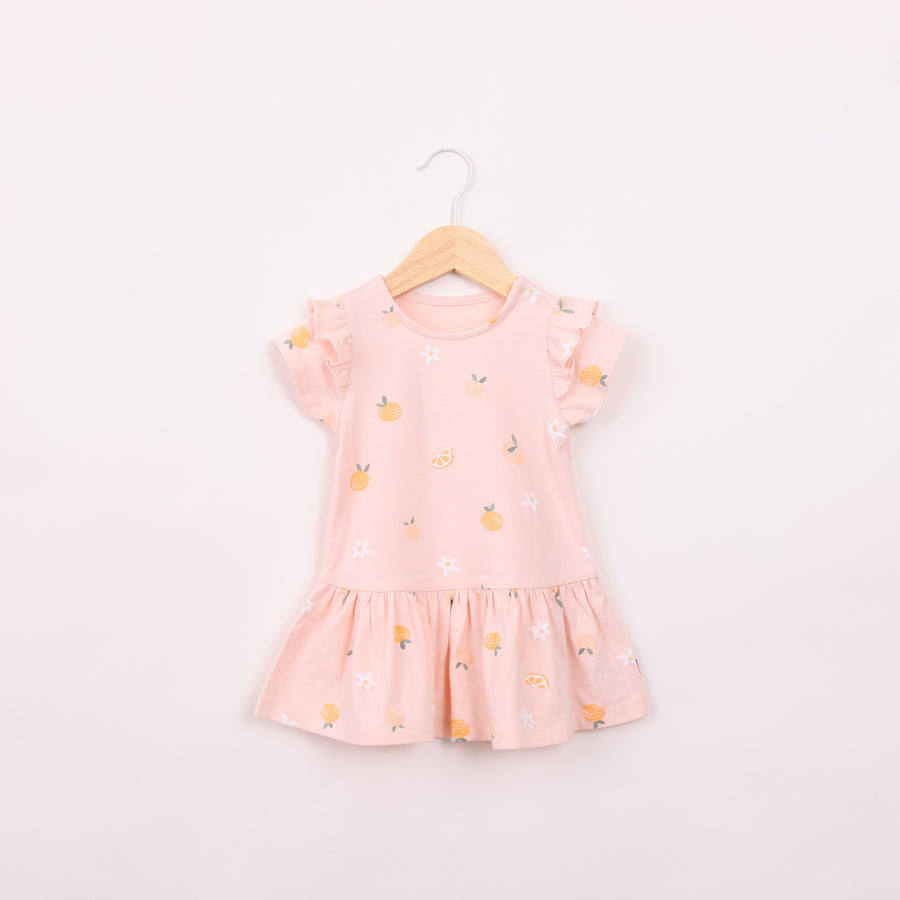 שמלה מודפסת שרוולים קצרים