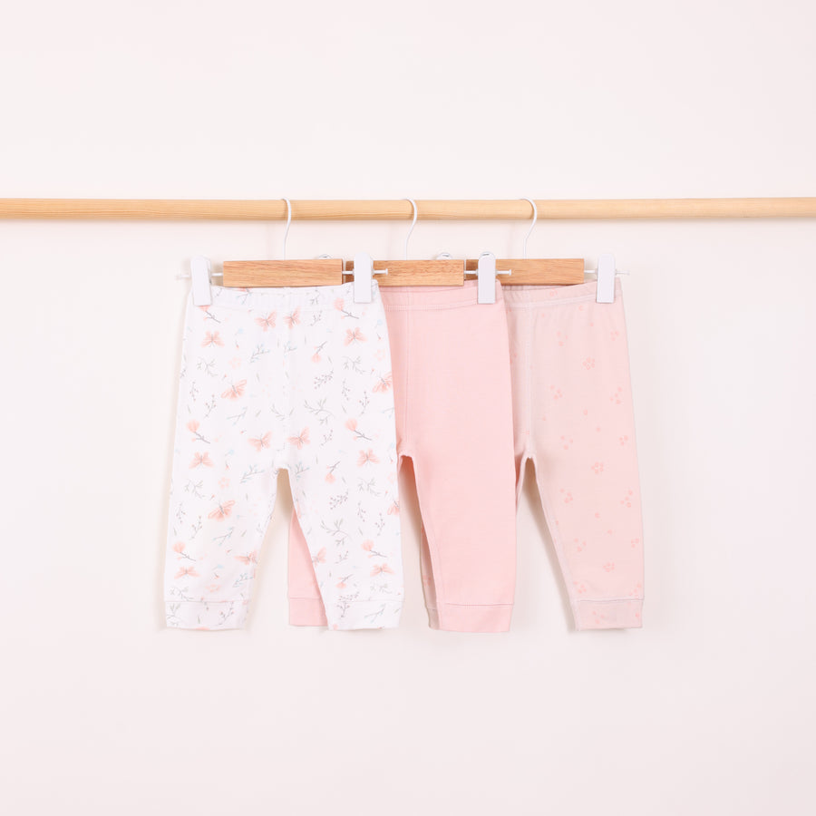 מארז 3 מכנסיים בגווני ורוד ושמנת