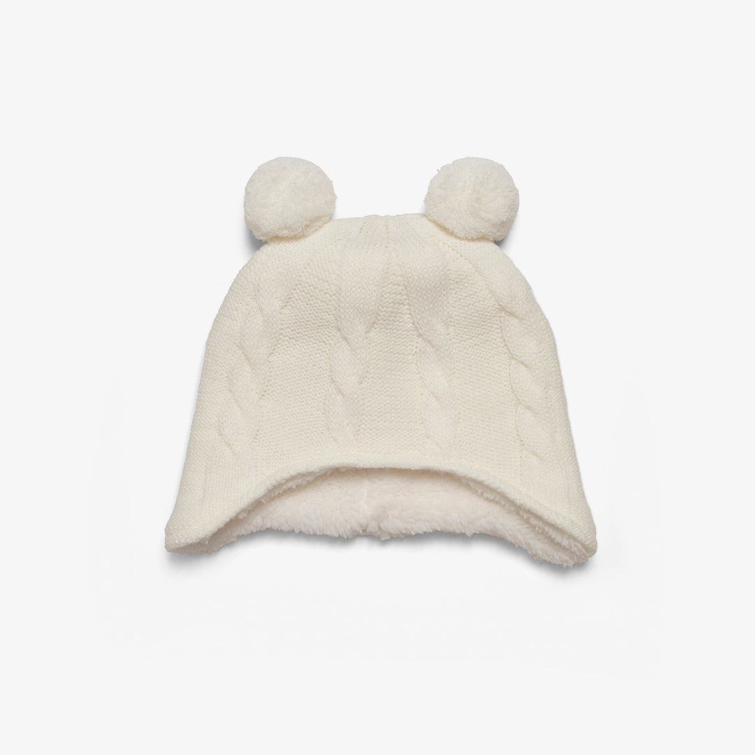 כובע סריג עם אוזניים צבע שמנת