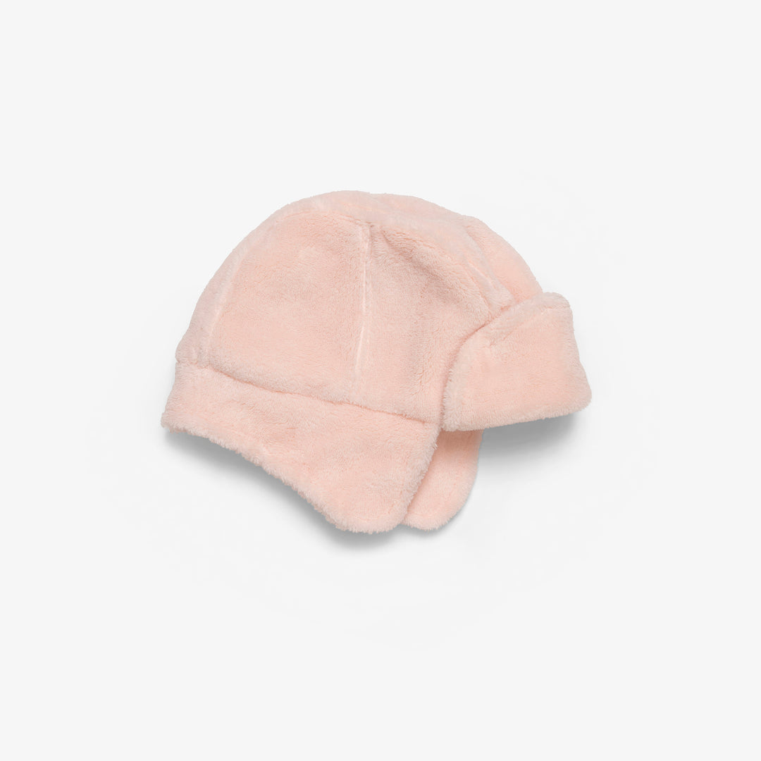 כובע פליז עם כיסוי אוזנים צבע ורוד