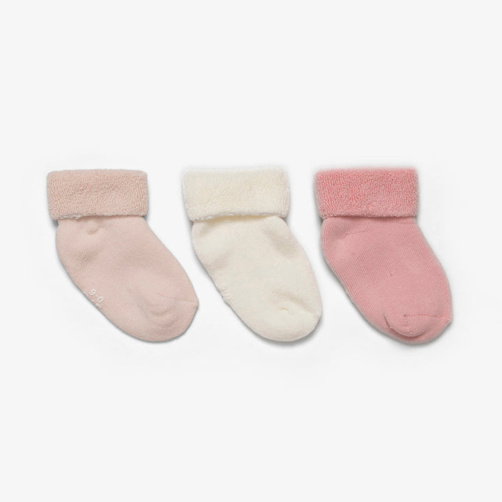 שלישיית זוגות גרביים עבות ורוד