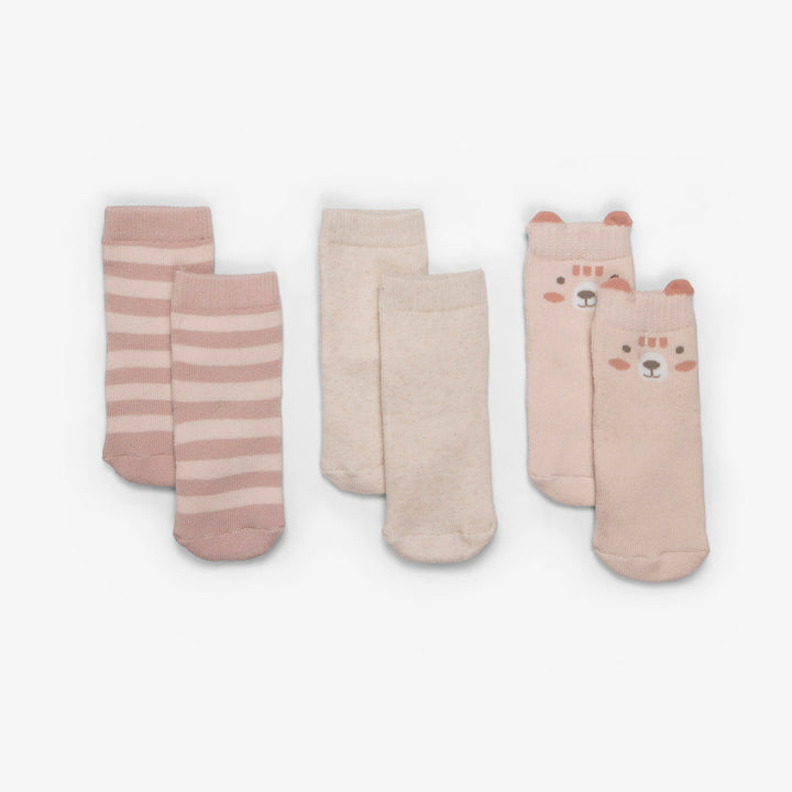 שלישיית זוגות גרביים מעוצבות ורוד