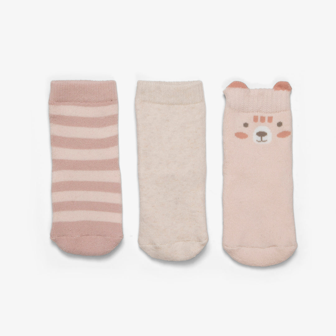 שלישיית זוגות גרביים מעוצבות ורוד