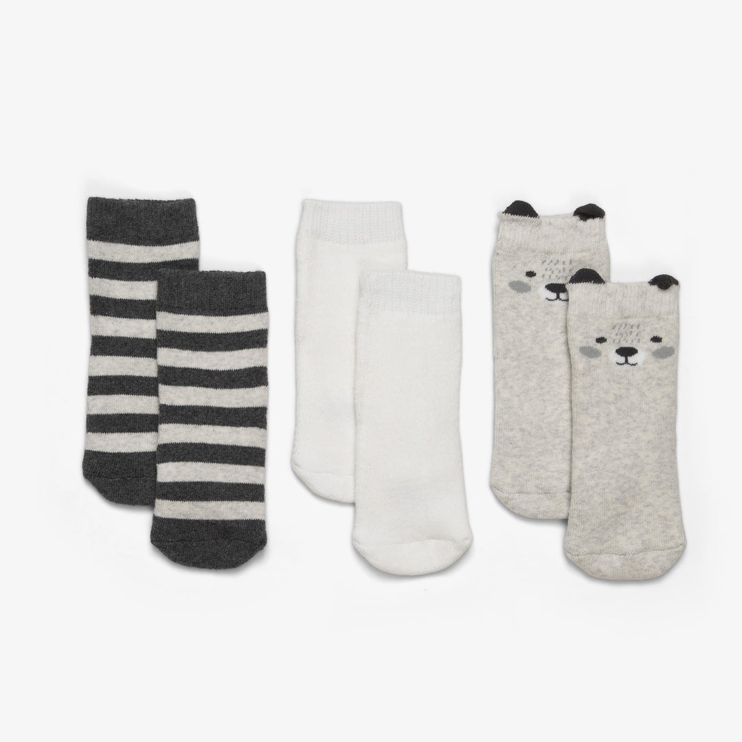 שלישיית זוגות גרביים מעוצבות אפור