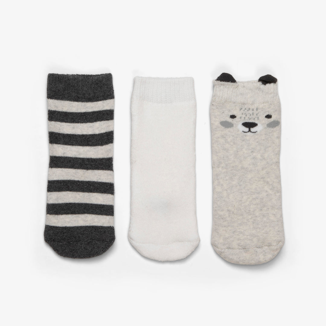 שלישיית זוגות גרביים מעוצבות אפור