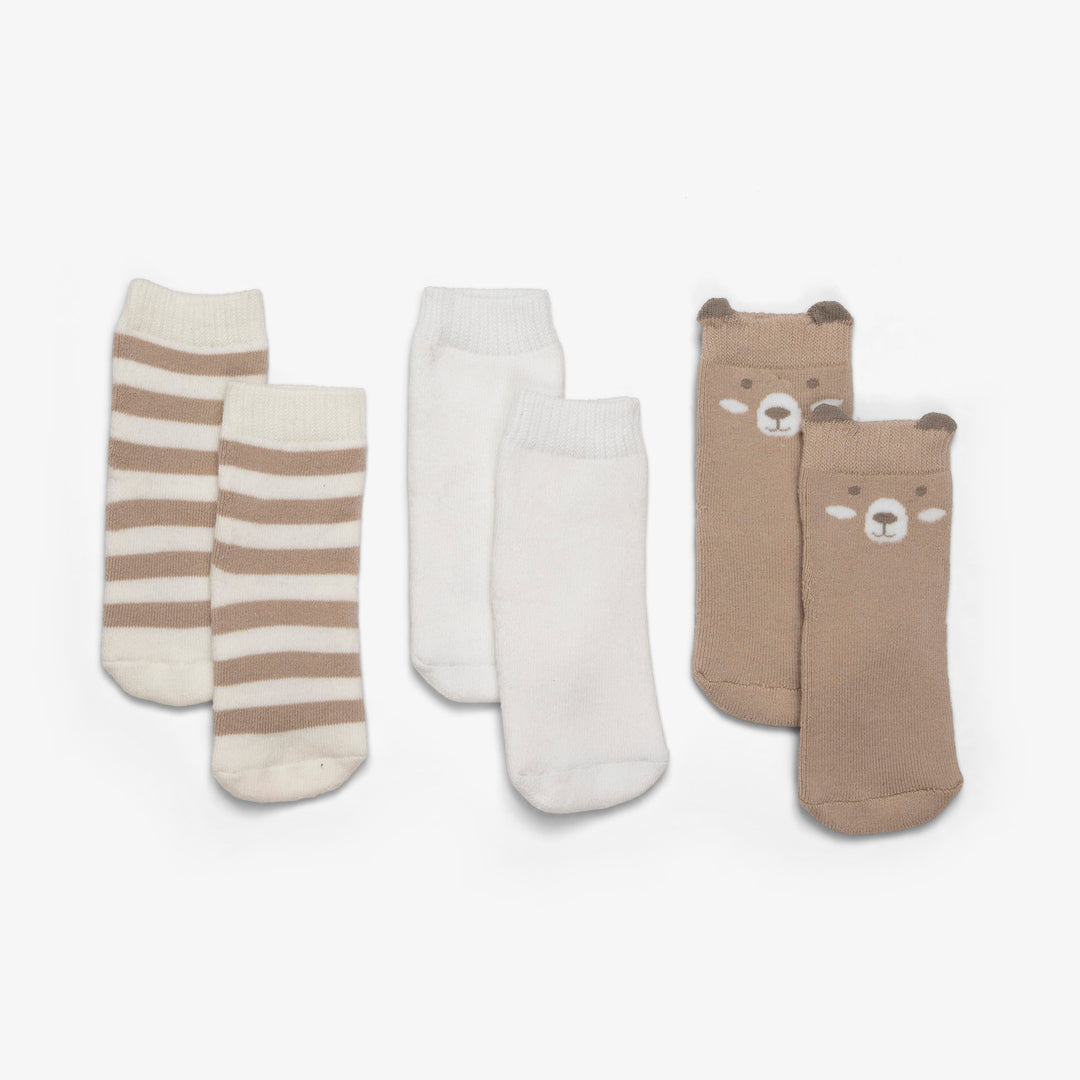 שלישיית זוגות גרביים מעוצבות חום