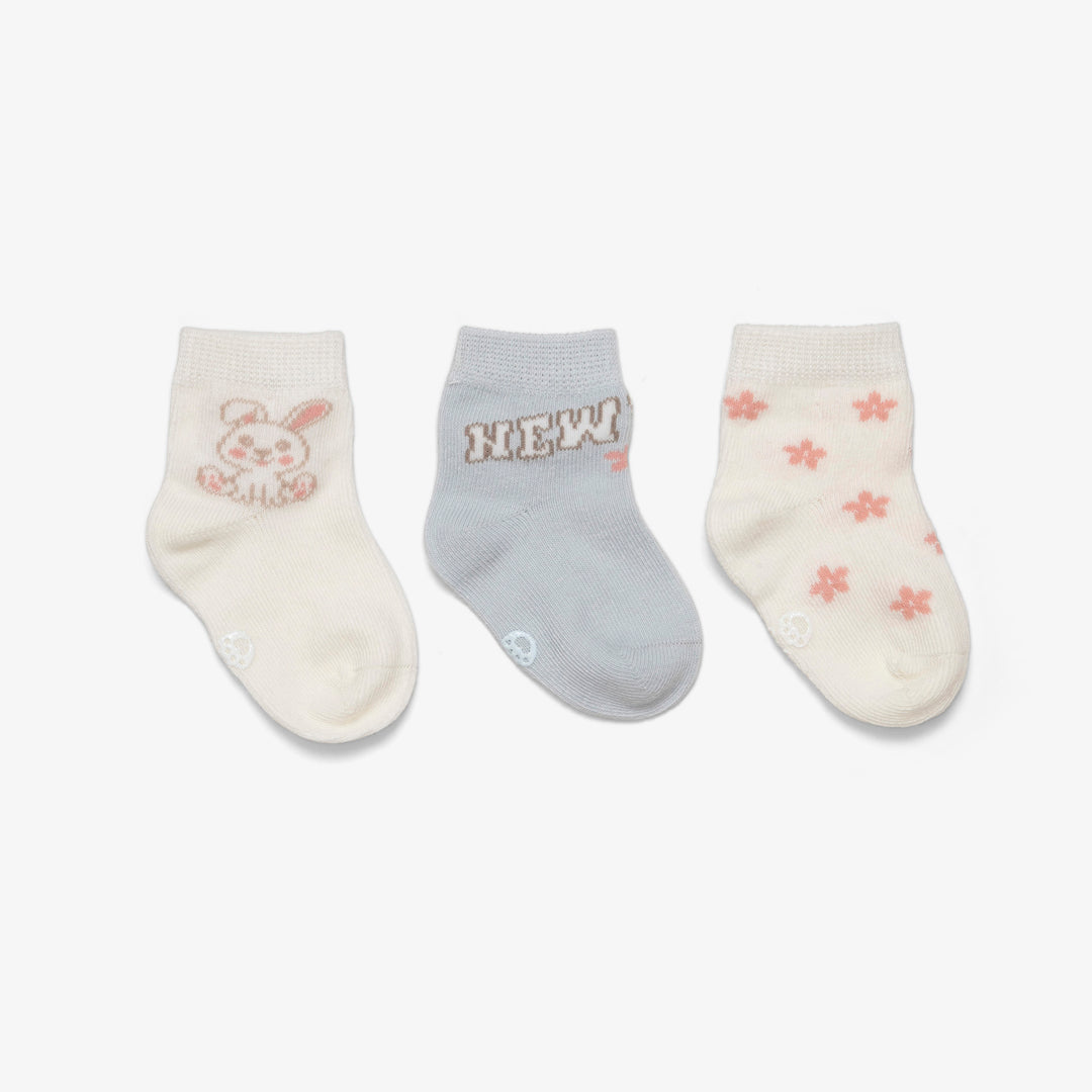 שלישיית זוגות גרביים הדפס פרחים