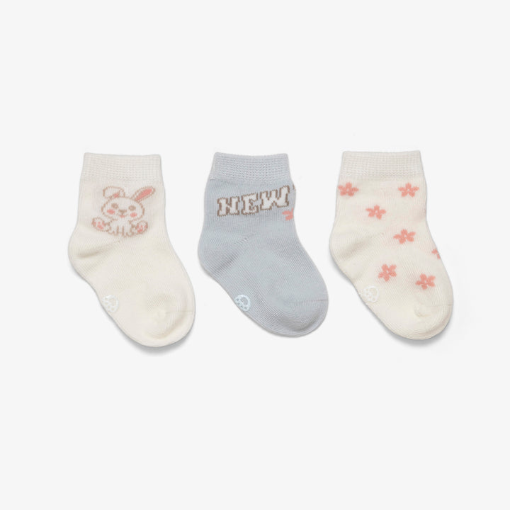 שלישיית זוגות גרביים הדפס פרחים