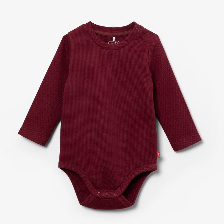 בגד גוף וופל צבע אפור בורדו