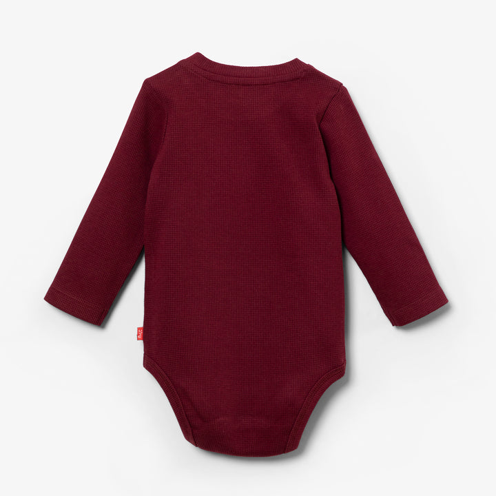 בגד גוף וופל צבע אפור בורדו