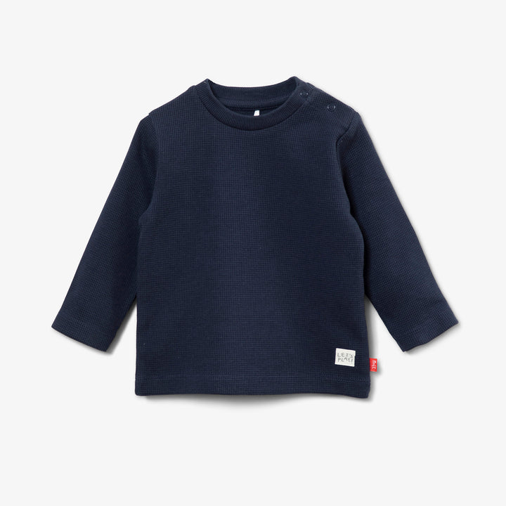 חולצת וופל ארוכה צבע נייבי