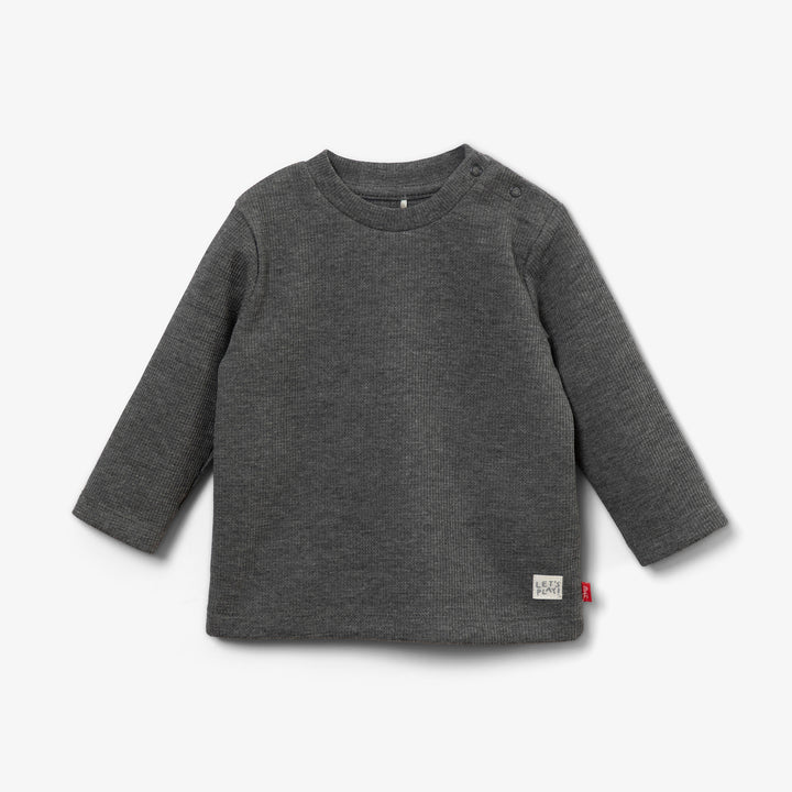 חולצת וופל ארוכה צבע אפור מרנגו