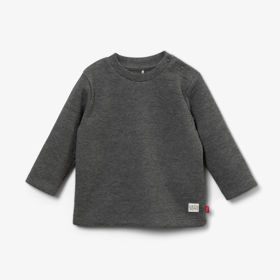 חולצת וופל ארוכה צבע אפור מרנגו