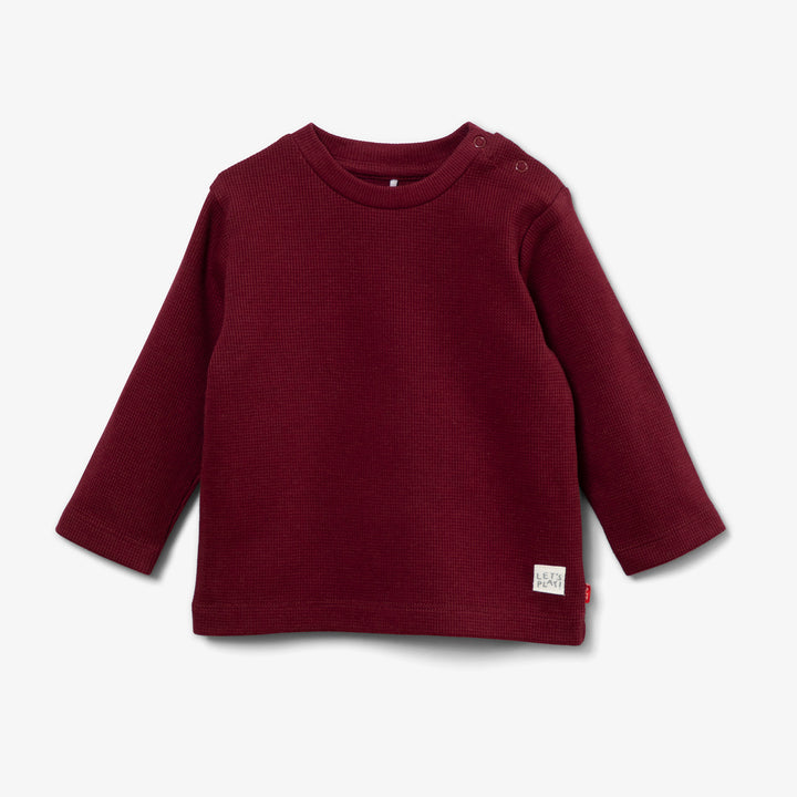 חולצת וופל ארוכה צבע בורדו